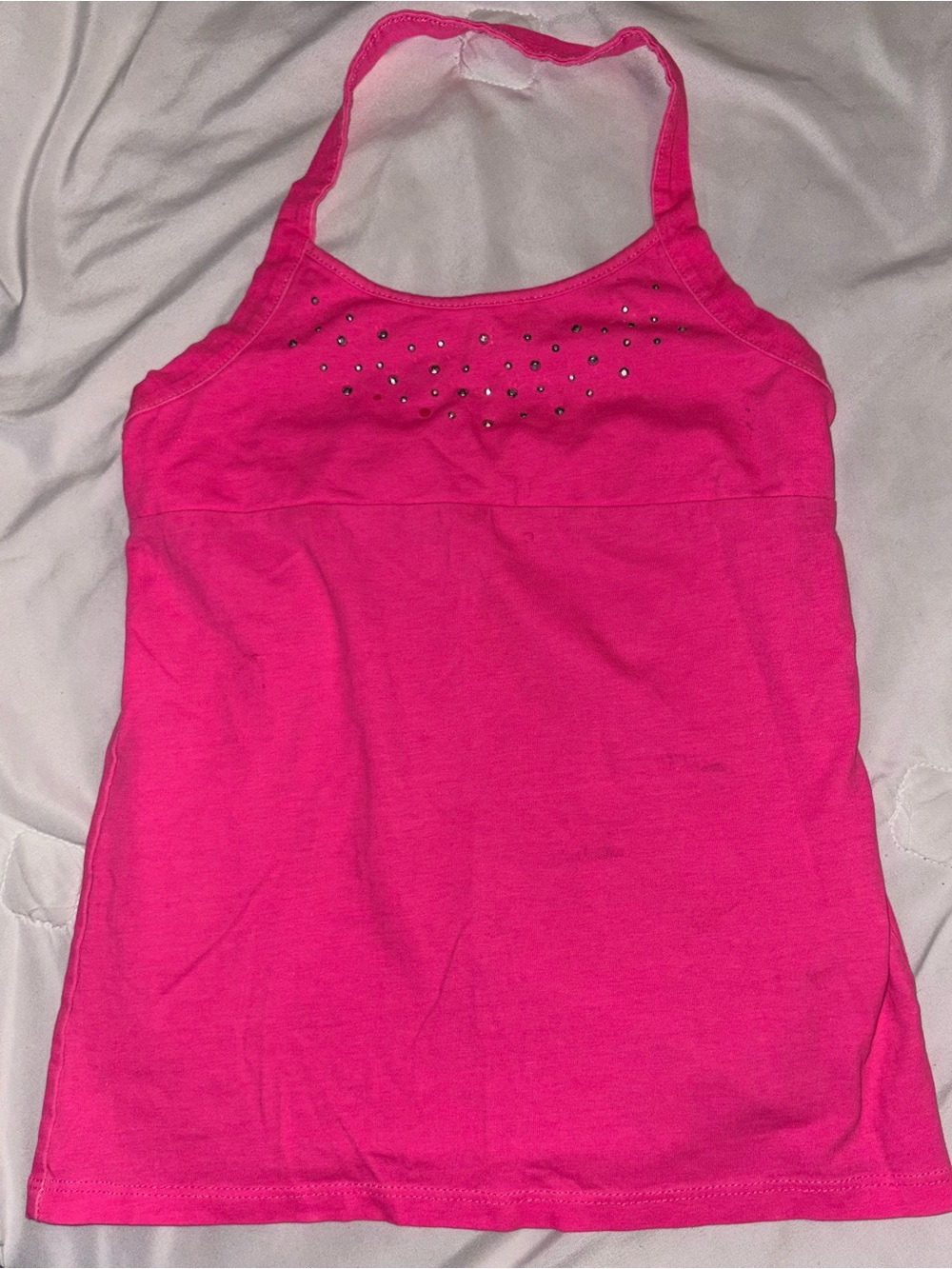 Place Hot Pink Rhinestone Halter Tank Top